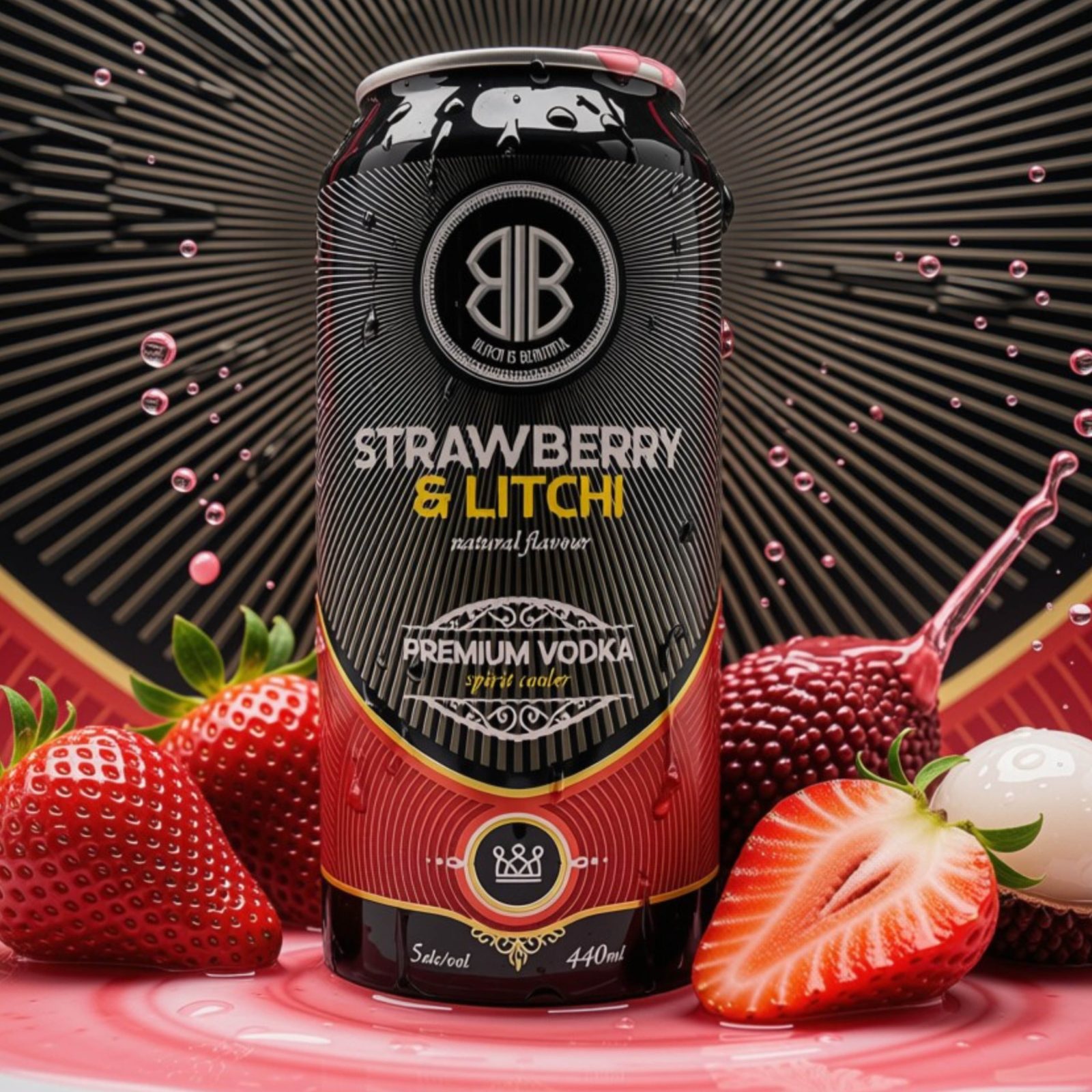 Black & Beautiful Strawberry & Litchi premium vodka spirit cooler